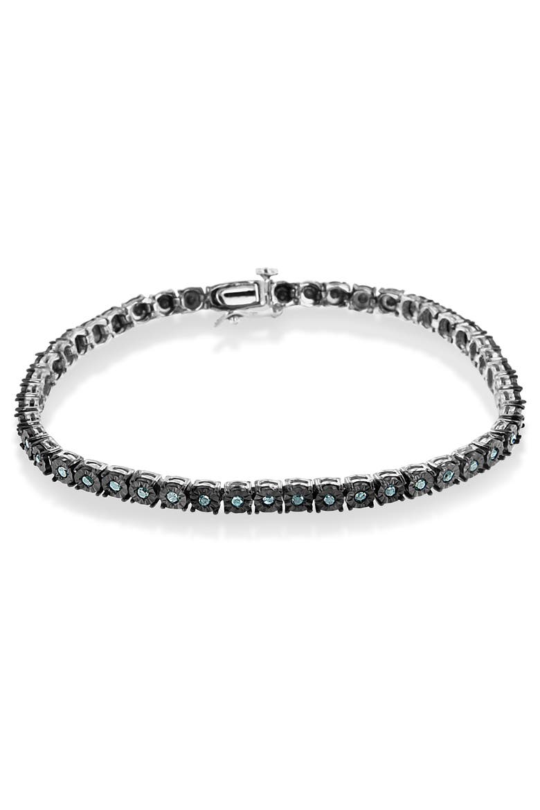 Black Rhodium Plated Silver 1.0 Cttw Diamond Miracle Tennis Bracelet, Alternate, color, White
