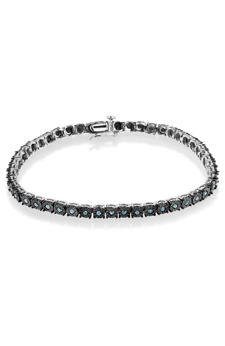 Haus of Brilliance Black Rhodium Plated Silver 1.0 Cttw Diamond Miracle Tennis Bracelet, Alternate, color, White