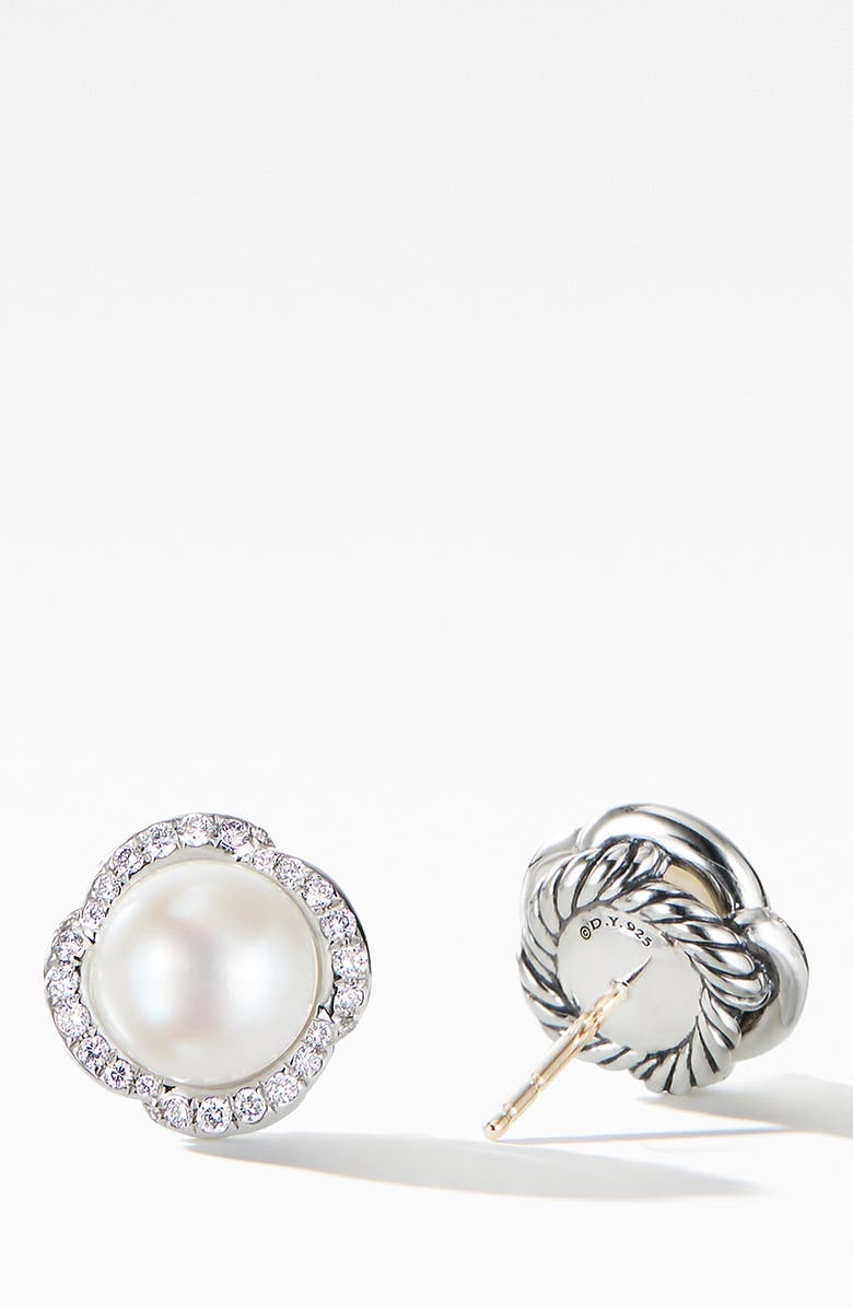 David Yurman Continuance Pearl Earrings with Diamonds, Alternate, color, 