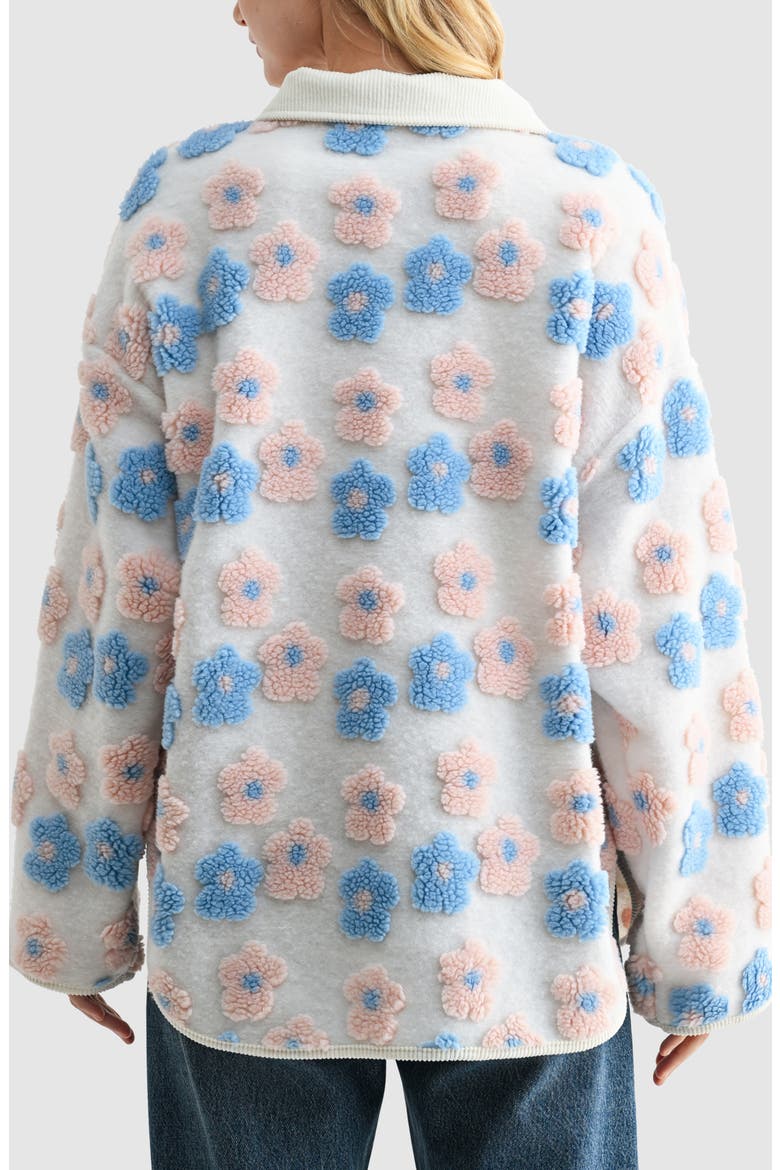 Floral High Pile Fleece Jacket, Alternate, color, IVORY BLUE PINK