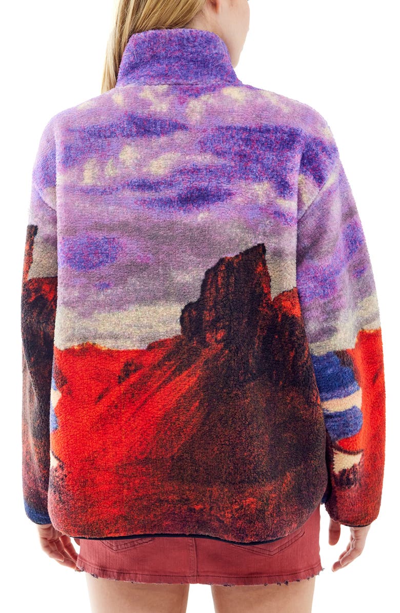 BDG Urban Outfitters Landscape Fleece Half Zip Pullover, Alternate, color, Purple