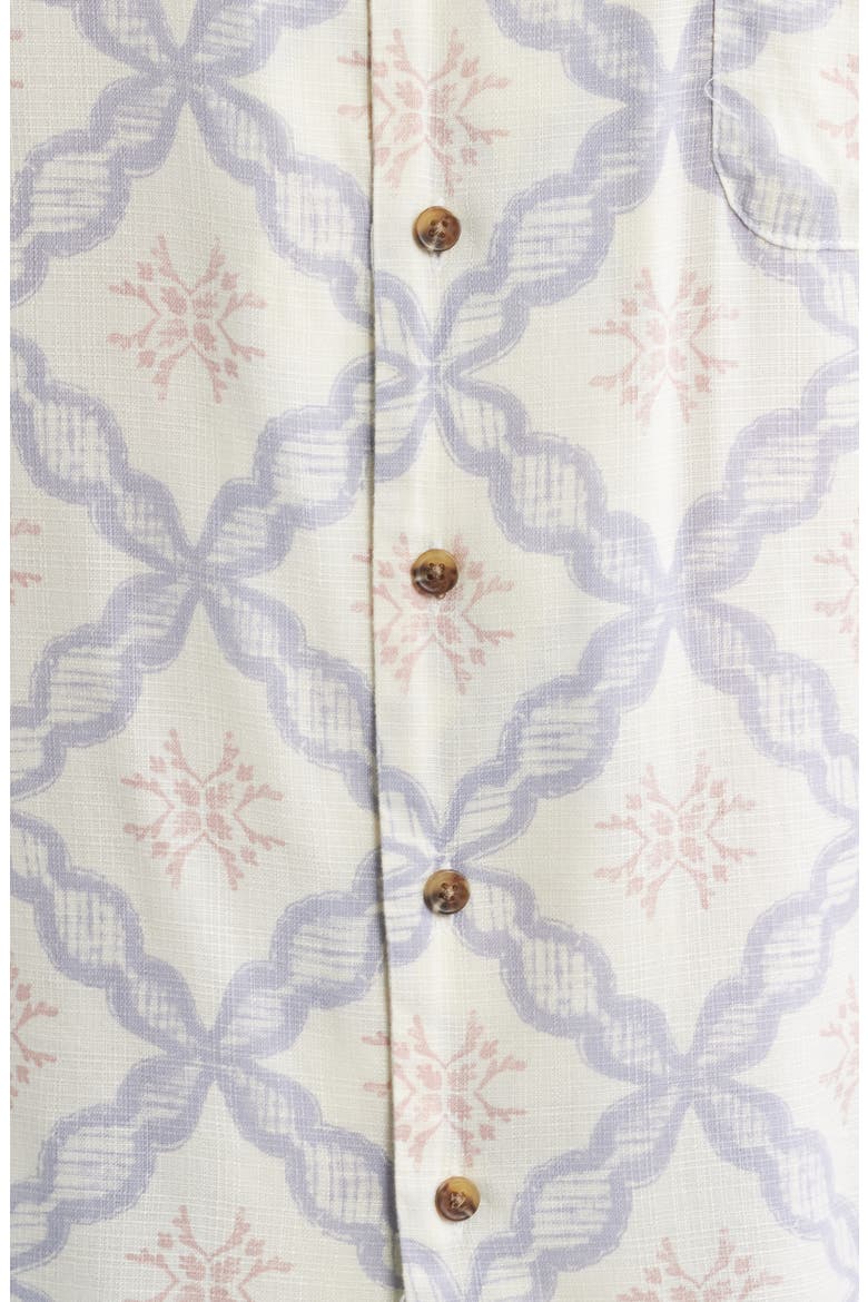 Bunker Slub Print Camp Shirt, Alternate, color, OFF WHITE/ BLUE TILE
