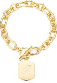 Adornia Monogram Initial Charm Chain Bracelet