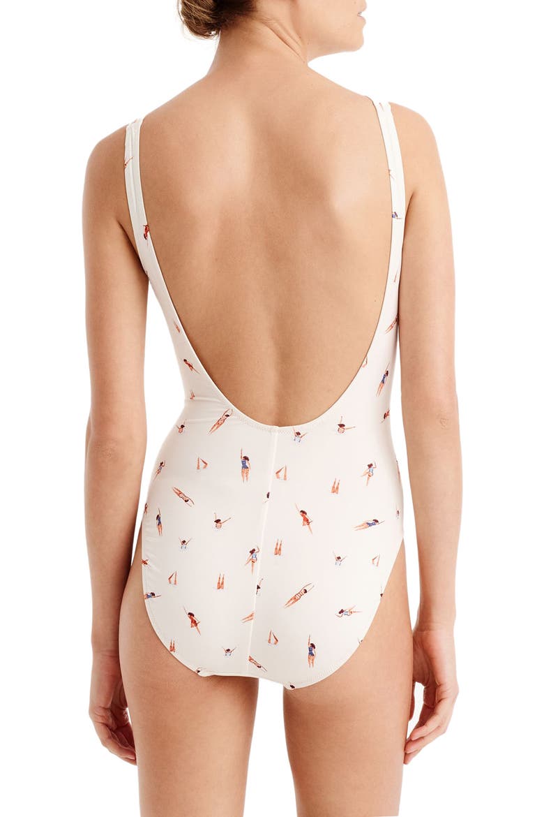 Swimmer Print Tank One-Piece Swimsuit, Alternate, color, IVORY MULTI