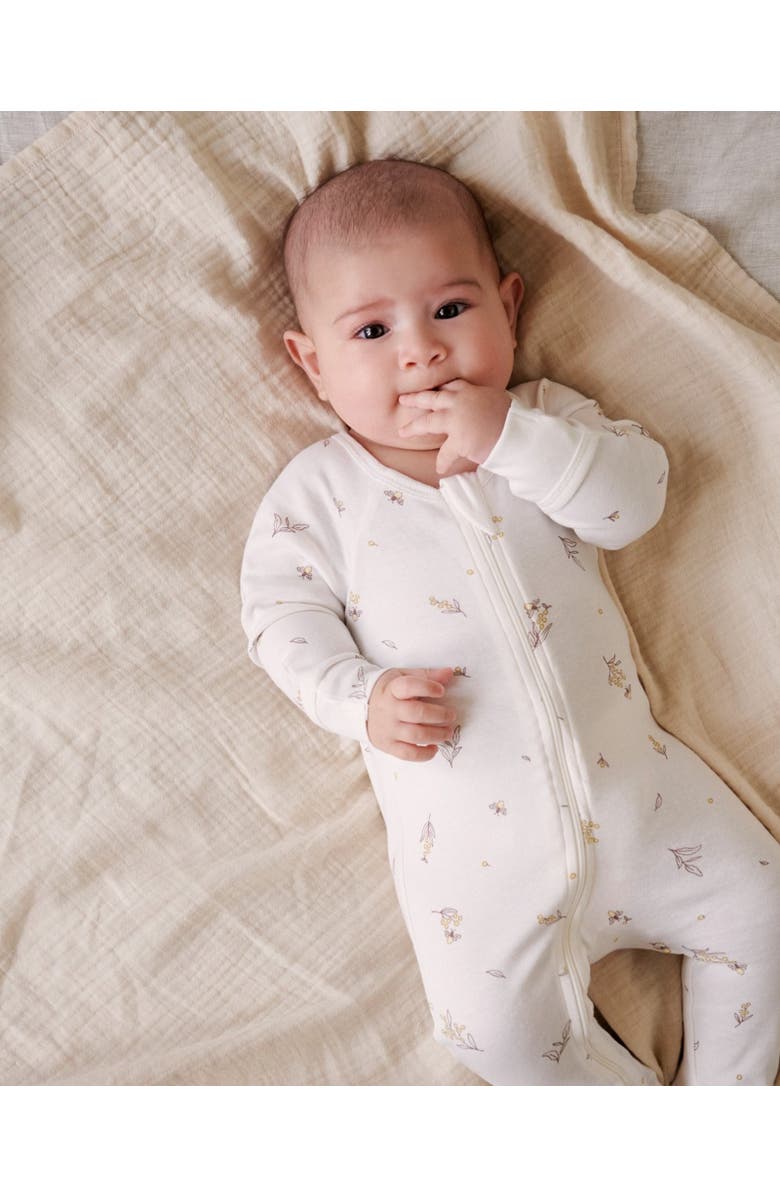 Purebaby 4 Pack Zip Footie Unisex, Alternate, color, Vanilla Wattle Bee Pack