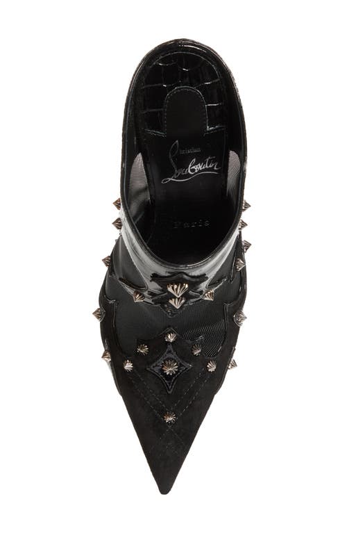 Christian Louboutin Mulatiag Suede Mesh Red Sole Mule Pumps In Black