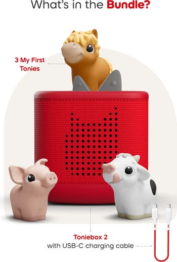 Toniebox 2 with 3-Pack Farm Tonie Audio Characters Bundle