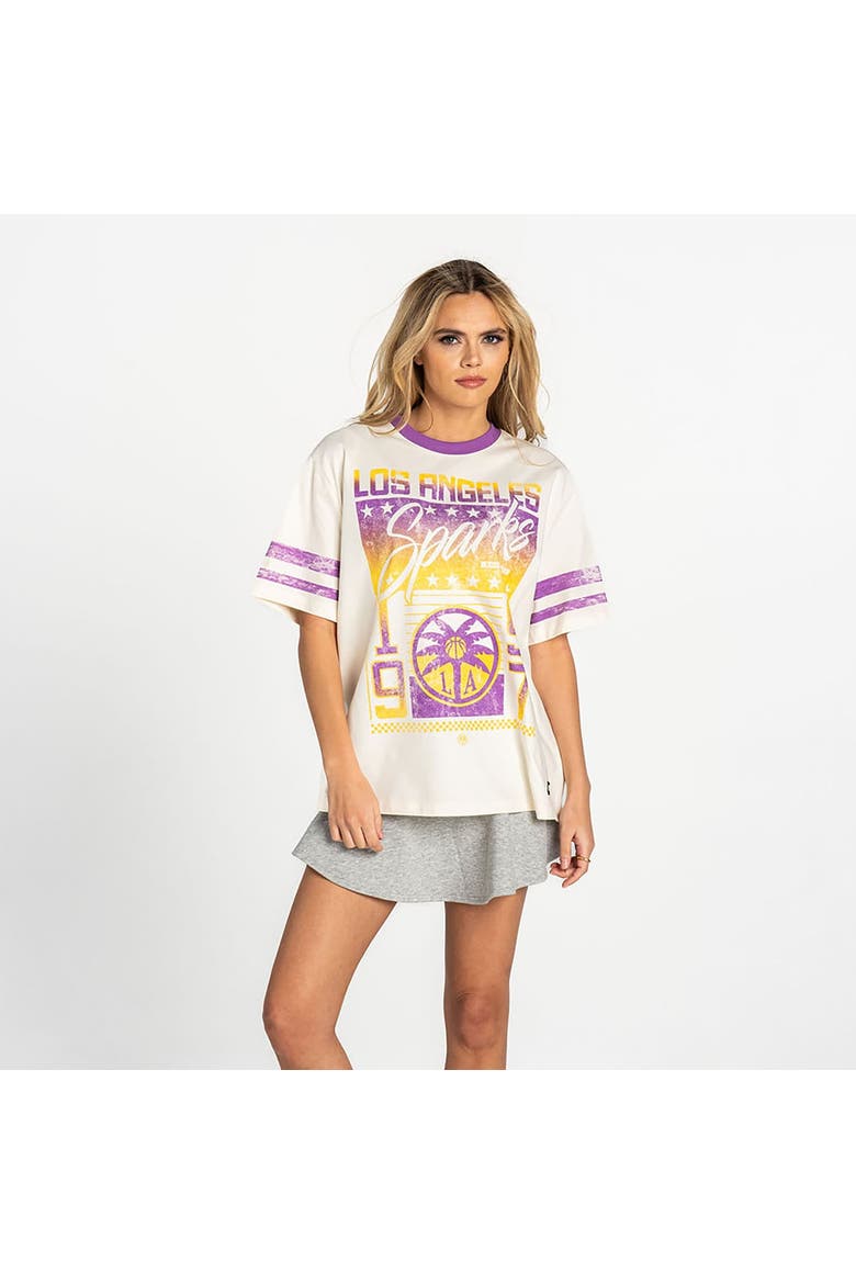 Women's The Wild Collective White Los Angeles Sparks Vintage Drop-Shoulder Oversized T-Shirt, Main, color, White