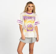 THE WILD COLLECTIVE Women's The Wild Collective White Los Angeles Sparks Vintage Drop-Shoulder Oversized T-Shirt