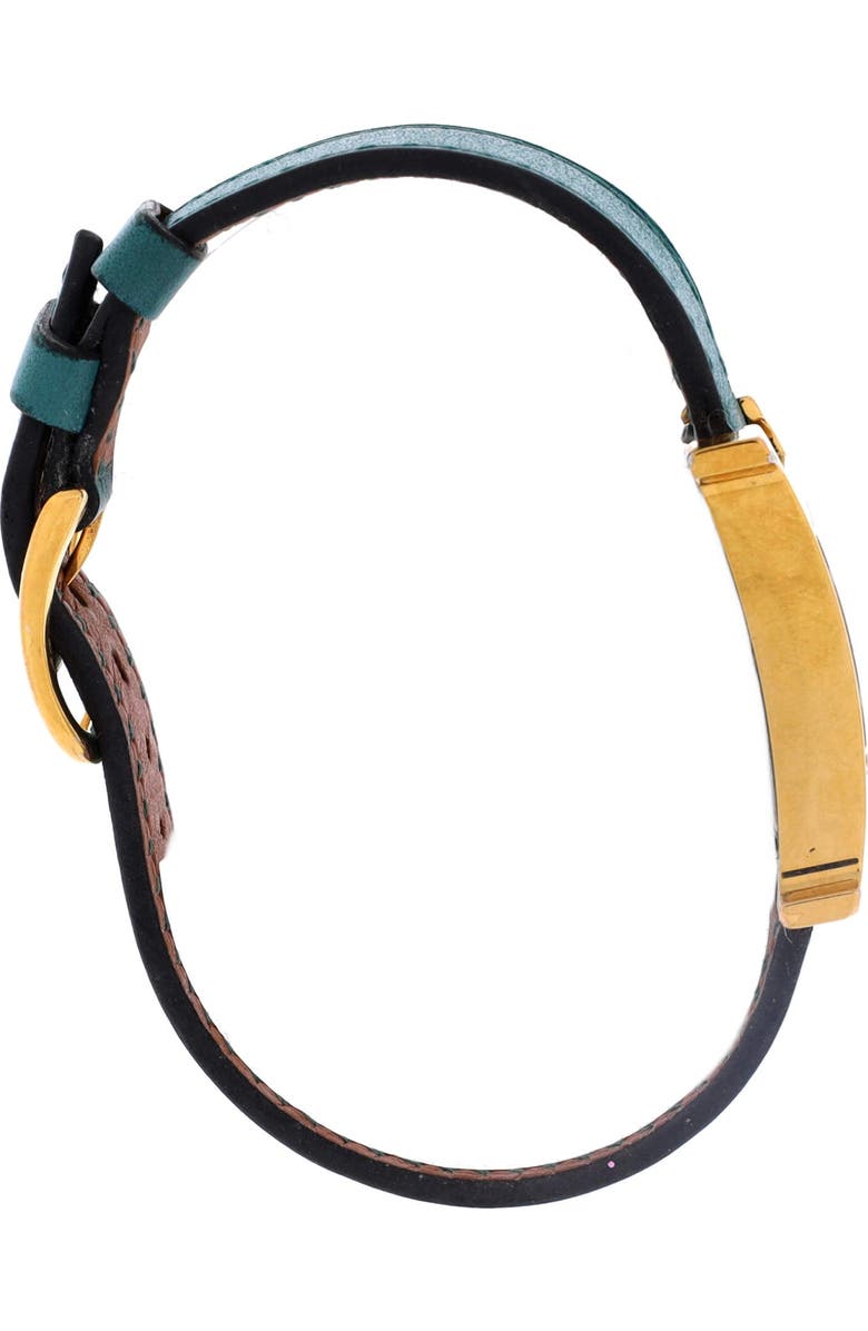 Pre-Owned Hermes Heure H Quartz Watch Plated Metal and Leather 21, Alternate, color, Green