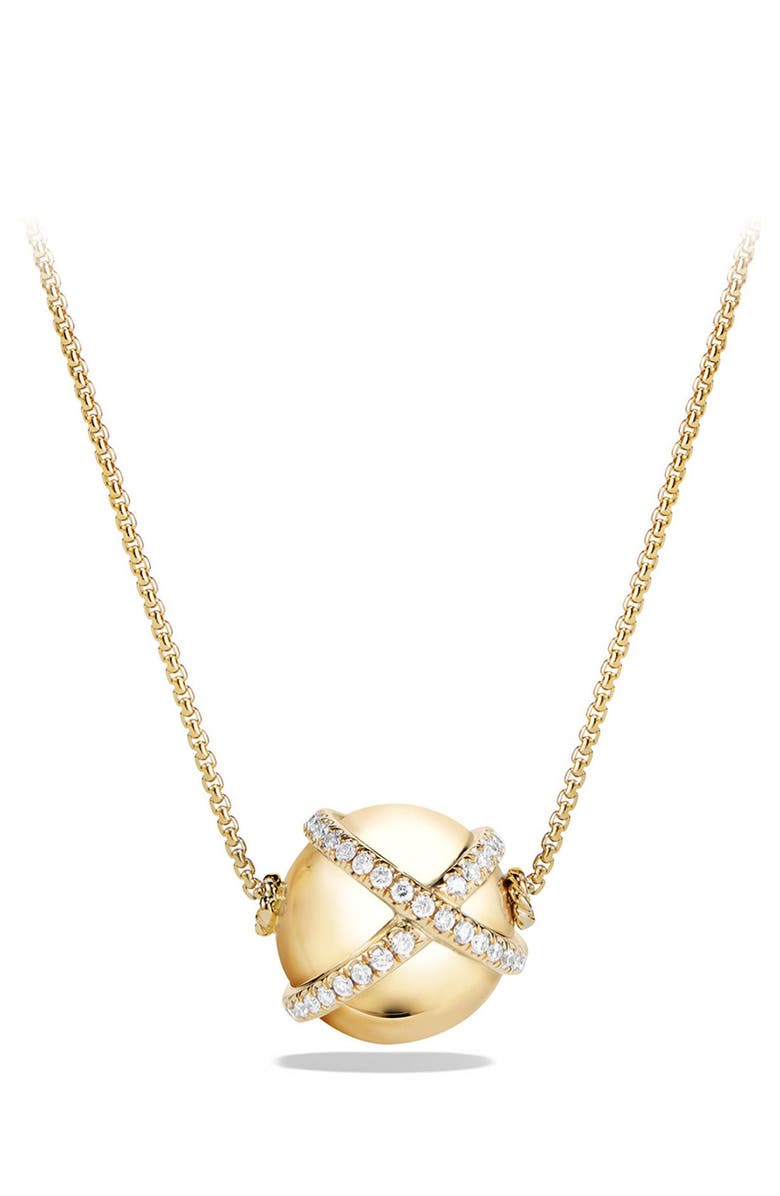David Yurman 'Solari' Wrap Pendant Necklace with Pavé Diamonds in 18k Gold, Main, color,
