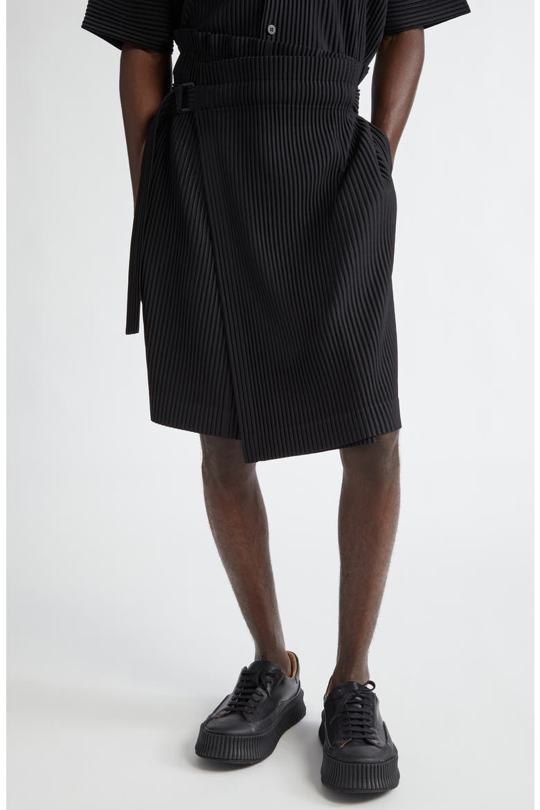 Pleats 2 Wrap Skirt, Main, color, BLACK