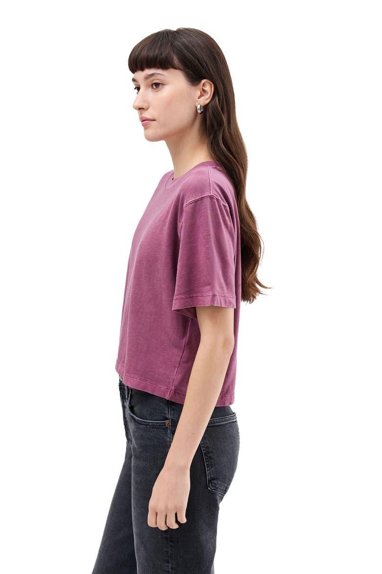 The Relaxed Crop Tee, Alternate, color, Burgundy