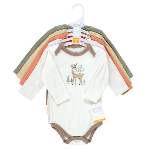 Hudson Baby Five-piece Collection Of Long-sleeve Cotton Bodysuits In Multi