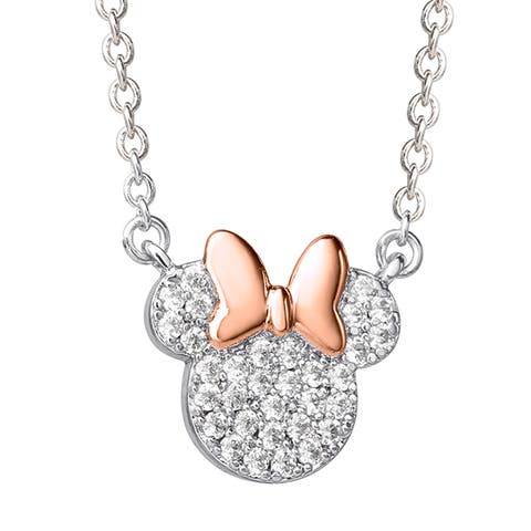 Minnie Mouse Cubic Zirconia Pendant Necklace, 16+2"