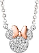Disney Minnie Mouse Cubic Zirconia Pendant Necklace, 16+2"