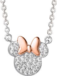 Disney Minnie Mouse Cubic Zirconia Pendant Necklace, 16+2"
