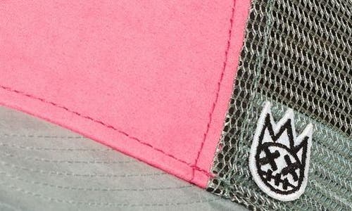 Cult Of Individuality Logo Mesh Back Suede Trucker Hat In Pink