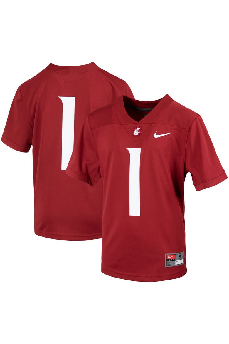 Youth Nike #1 Crimson Washington State Cougars Untouchable Football Jersey, Main, color, Crimson