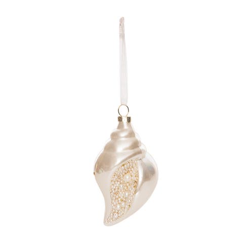 Glass Shimmer Whelk Shell Ornament