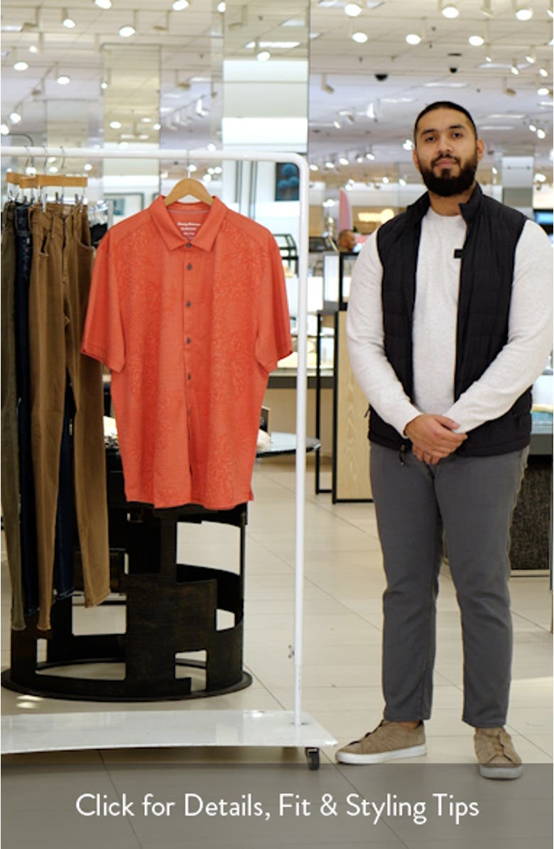 Palm Coast Cascade Vines IslandZone<sup>®</sup> Performance Short Sleeve Knit Button-Up Shirt, sales video thumbnail