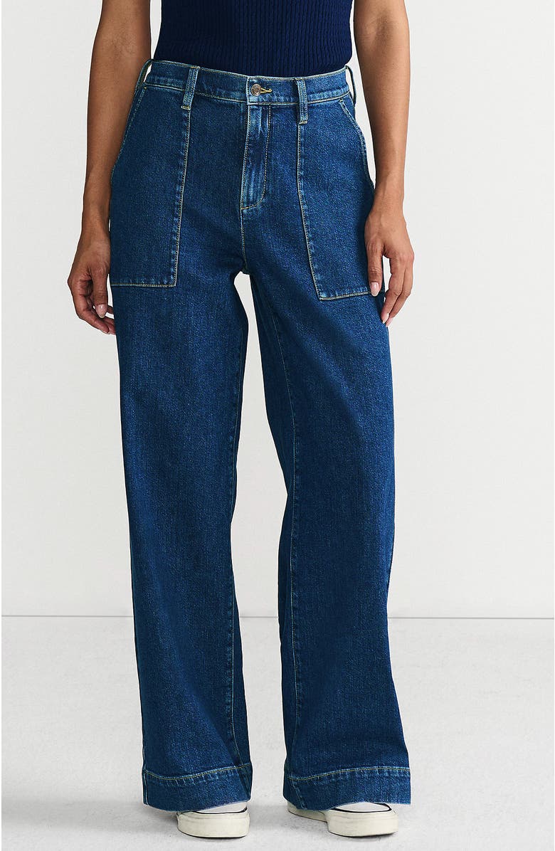 Lands' End Soft Denim High Rise Wide Leg Utility Jeans, Main, color, 