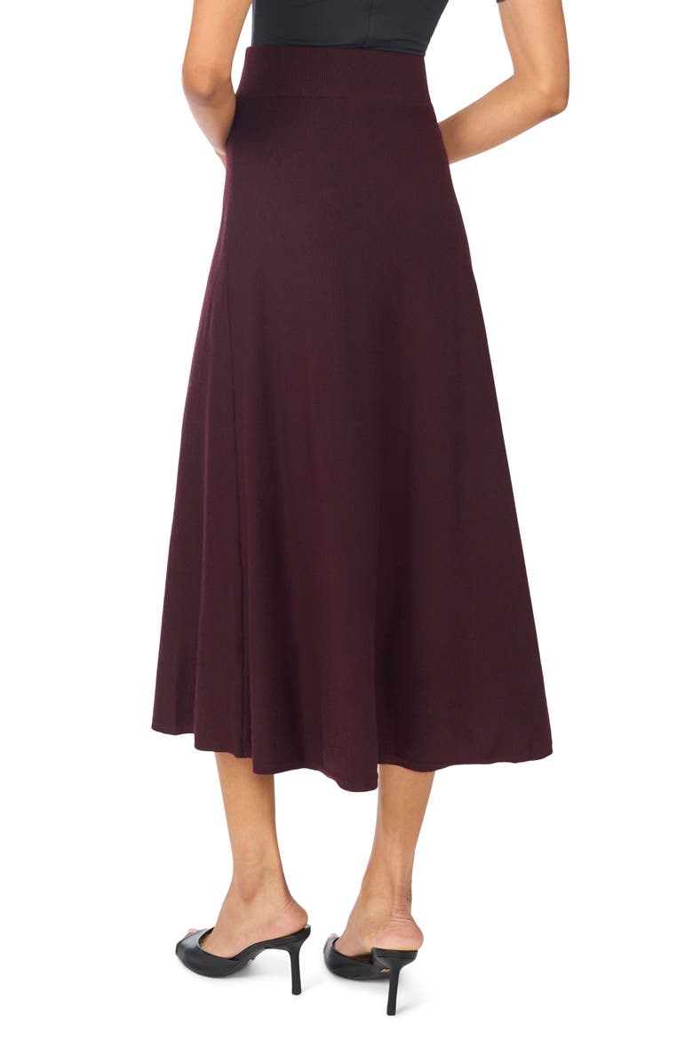 Flared Knit Midi Skirt, Alternate, color, WINETASTING