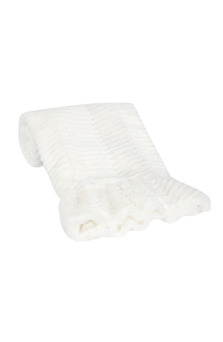 Lambs & Ivy Signature Ruffled Lux Minky/Jersey Chevron Baby Blanket, Alternate, color, White