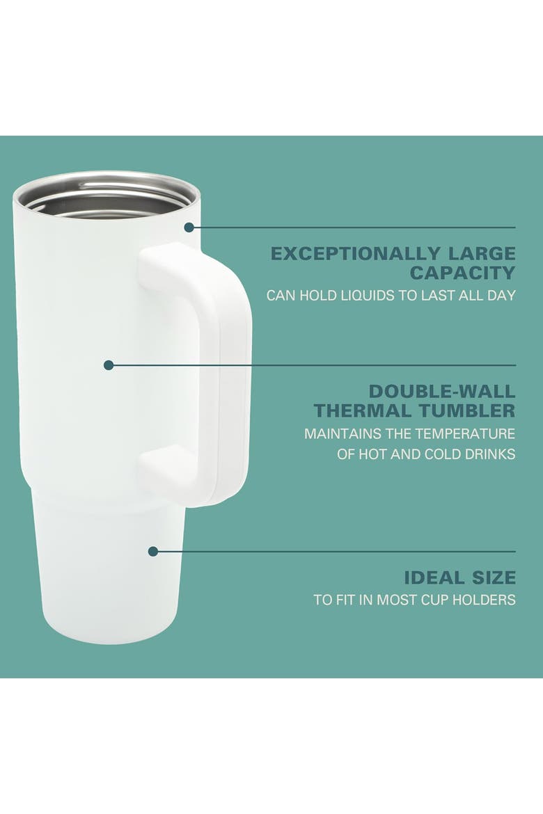 29oz Stainless Steel Thermal Tumbler with Handle, Alternate, color, White