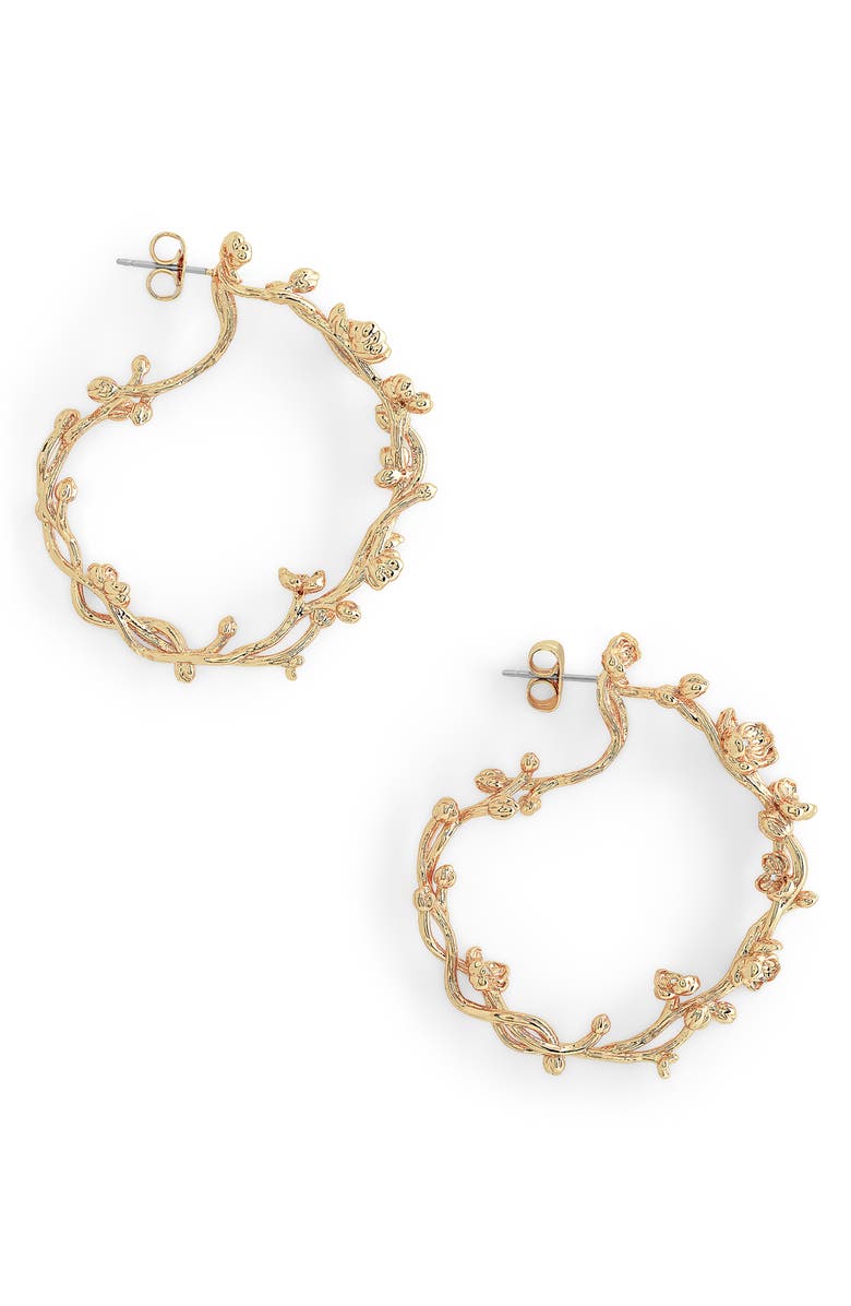 Anabel Aram Jewelry Orchid Hoop Earrings, Alternate, color, Gold