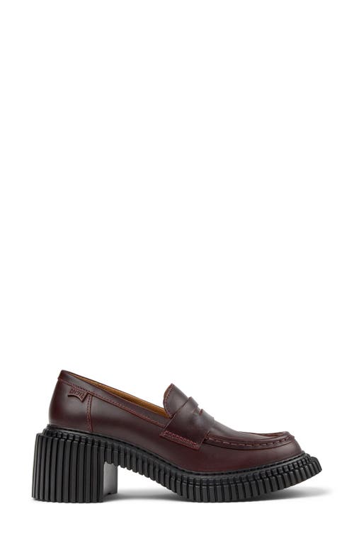 Camper Pix London Leather Penny Loafers In Burgundy