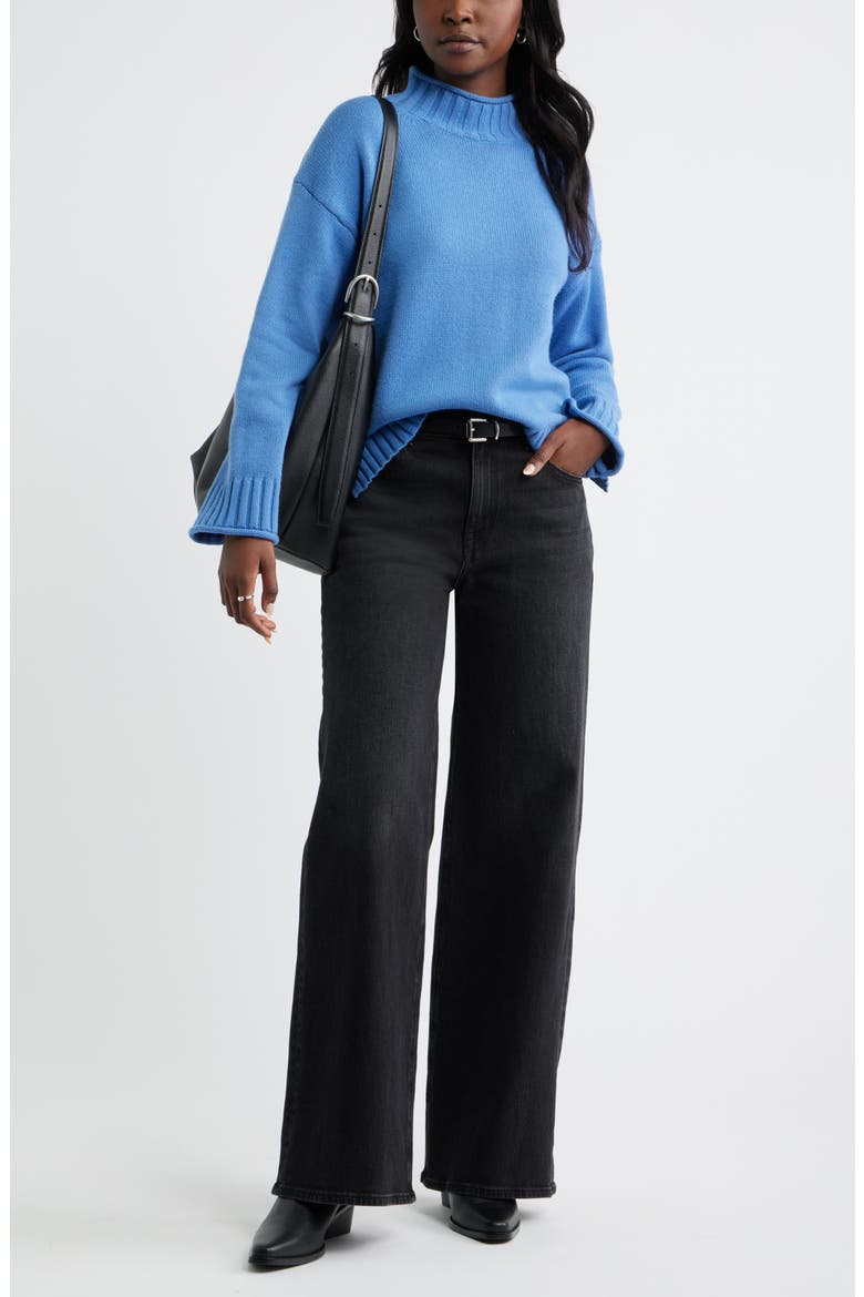 Roll Neck Striped Sweater, Alternate, color, BLUE GLORY