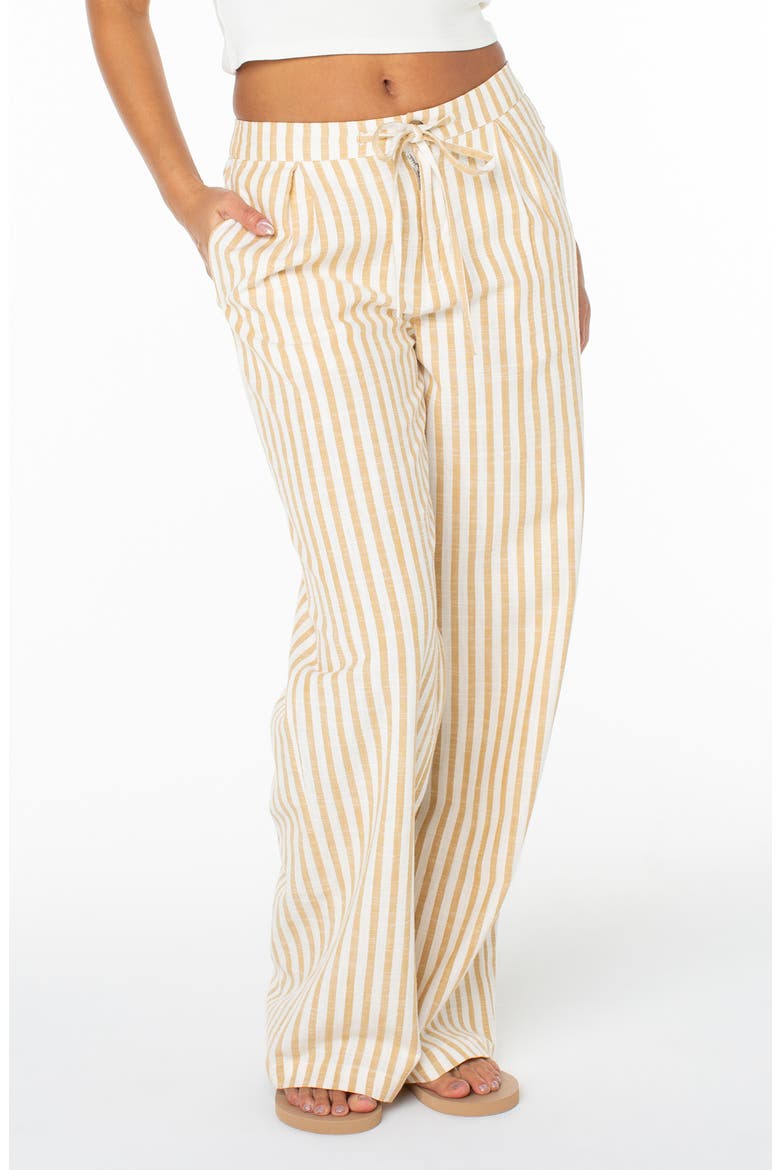 Mavericks Pleated Stripe Cotton Pants, Main, color, CURRY