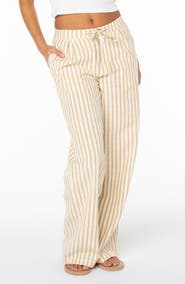 Roxy Mavericks Pleated Stripe Cotton Pants
