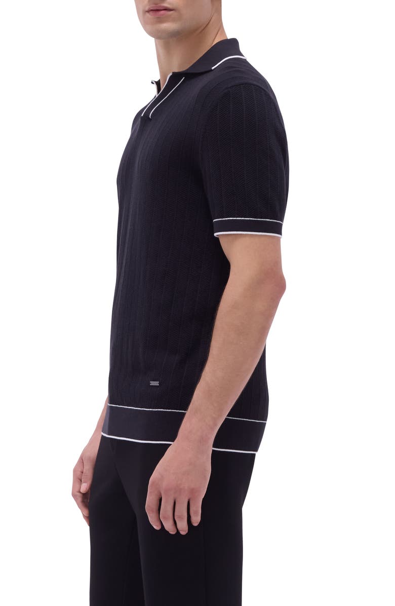 Bugatchi Johnny Collar Rib Polo, Alternate, color, Black