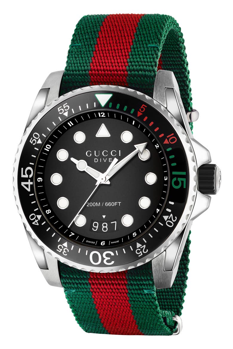 Dive Nylon Strap Watch, 45mm, Main, color, NO COLOR