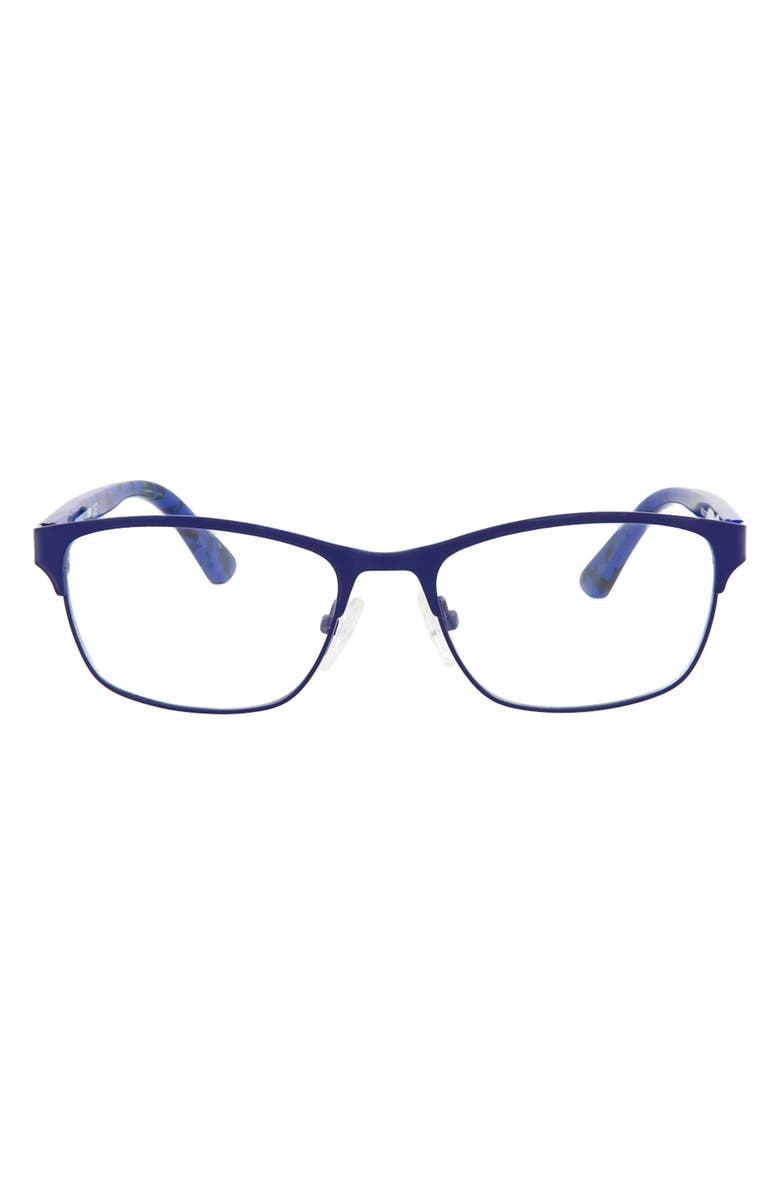 McQueen 49mm Core Rectangle Optical Glasses, Main, color, Blue Blue Transparent