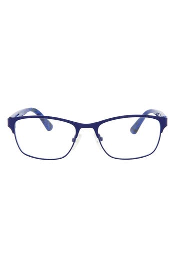 Alexander Mcqueen Mcqueen 49mm Core Rectangle Optical Glasses In Blue Blue Transparent