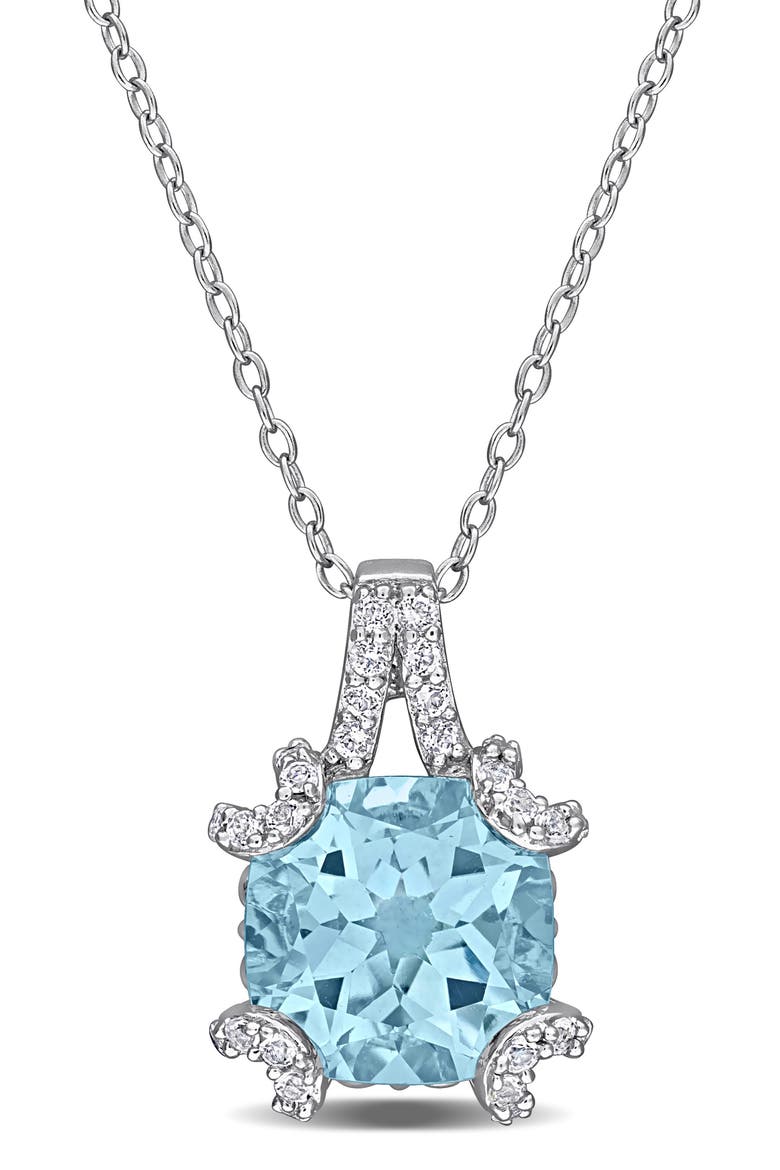 White Topaz & Semiprecious Stone Pendant Necklace, Main, color, BLUE