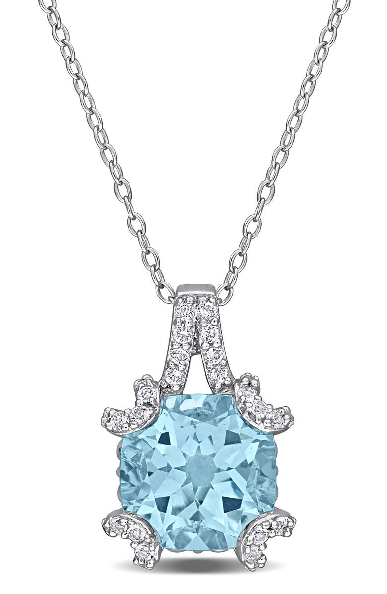 DELMAR White Topaz & Semiprecious Stone Pendant Necklace, Main, color, Blue