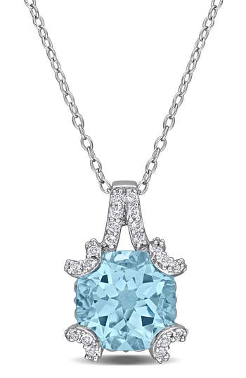 Delmar White Topaz & Semiprecious Stone Pendant Necklace In Blue