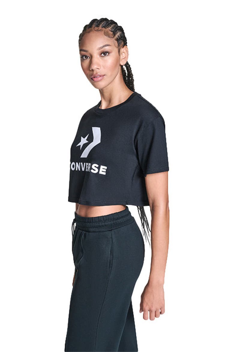 Star Chevron Cropped T-Shirt, Alternate, color, CONVERSE BLACK
