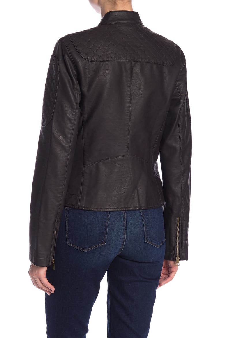 Levi's® Zip Front Water Repellent Faux Leather Moto Jacket, Alternate, color, BROWN