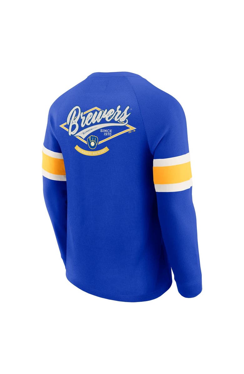 Darius Rucker Collection by Fanatics Men's Darius Rucker Collection by Fanatics Royal Milwaukee Brewers Waffle-Knit Raglan Long Sleeve Henley T-Shirt, Alternate, color, Royal