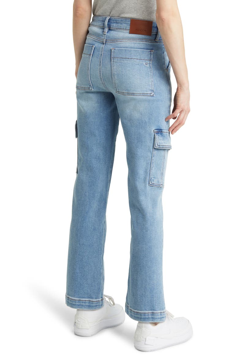 Crop Straight Leg Cargo Jeans, Alternate, color, MED WASH