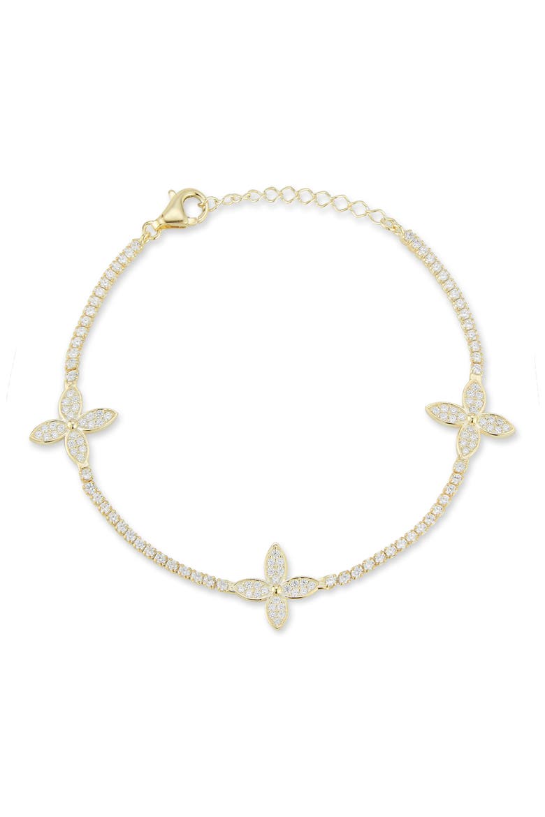 Flower Station CZ Tennis Bracelet, Main, color, GOLD