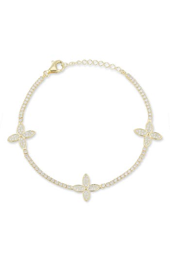 Sphera Milano Flower Station Cz Tennis Bracelet In Gold
