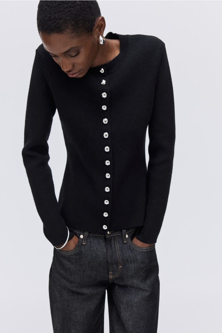 Fitted Cardigan, Main, color, Black