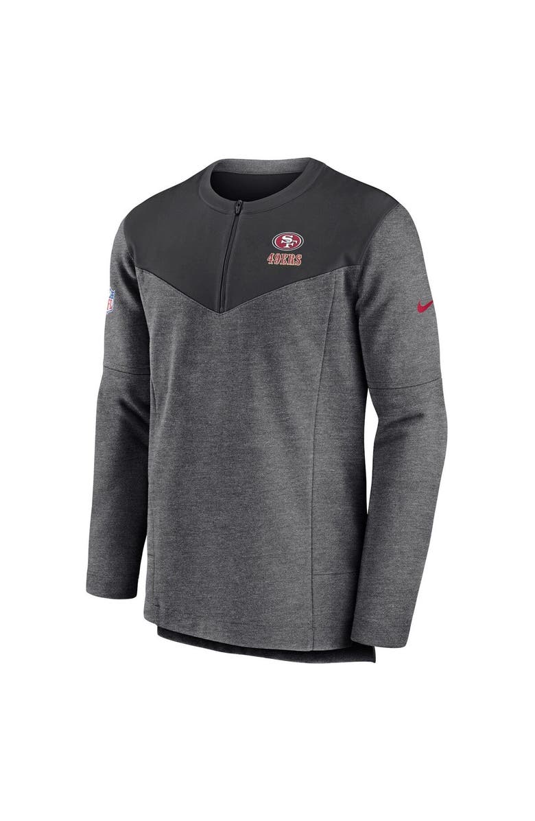 Nike Men's Nike Charcoal San Francisco 49ers Sideline Lockup Performance Quarter-Zip Top, Alternate, color, Charcoal