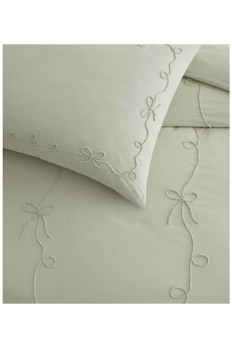 Sasha Bows Duvet Cover & Sham Set, Alternate, color, GREEN
